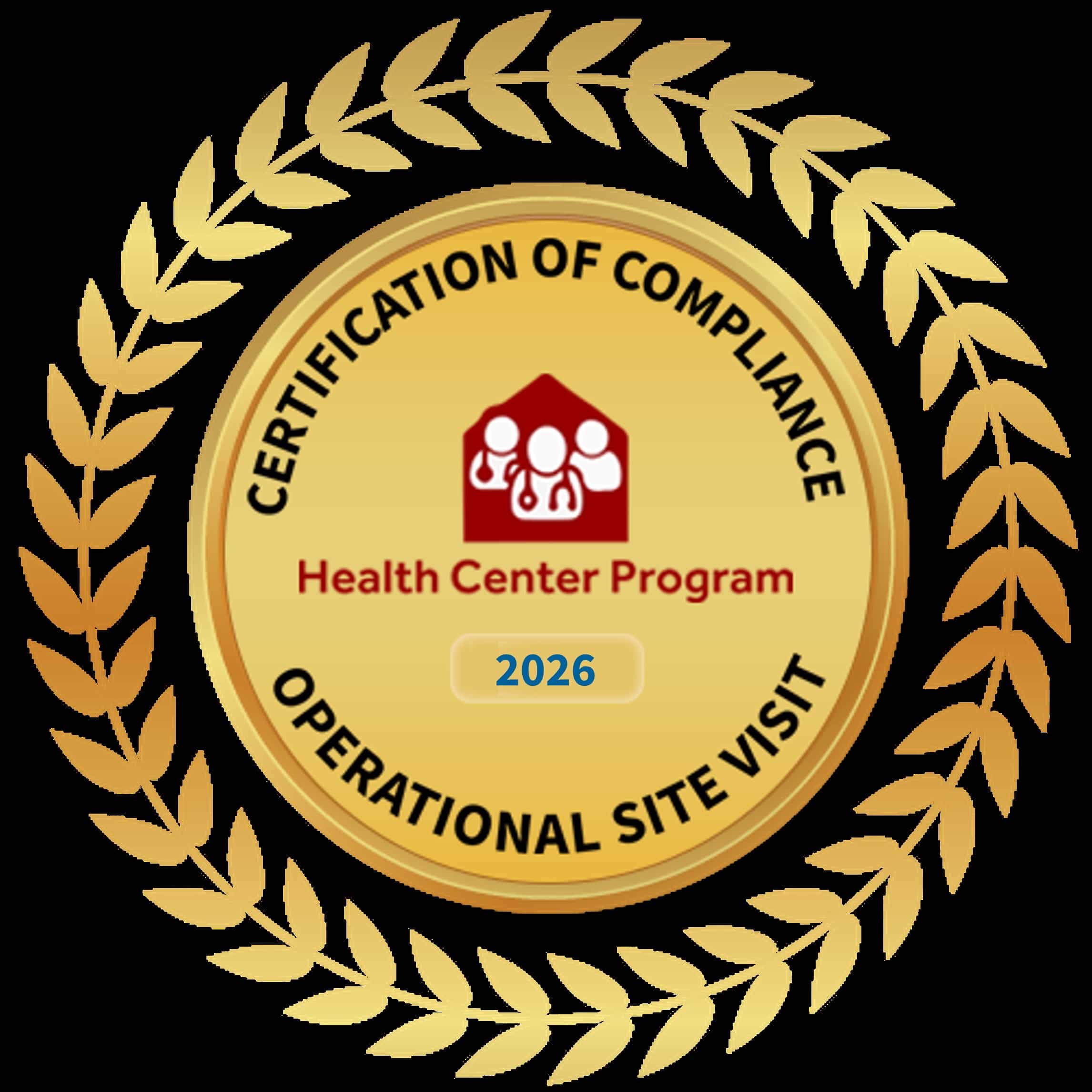 Certification of compliance Health Center Program 2026 Operational Site Visit